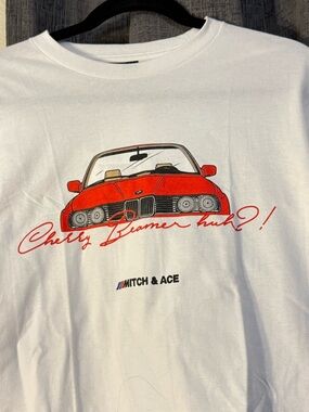 Mitch & Ace 'Cherry Beamer' Graphic Tee - White with Red Car